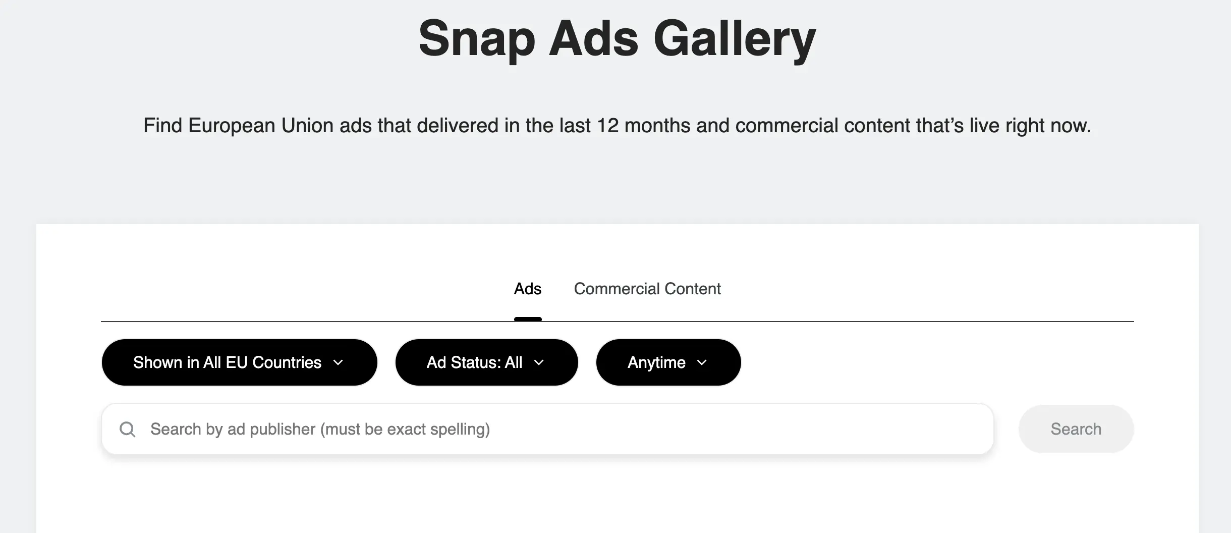 Библиотека рекламы Snapchat: начало работы