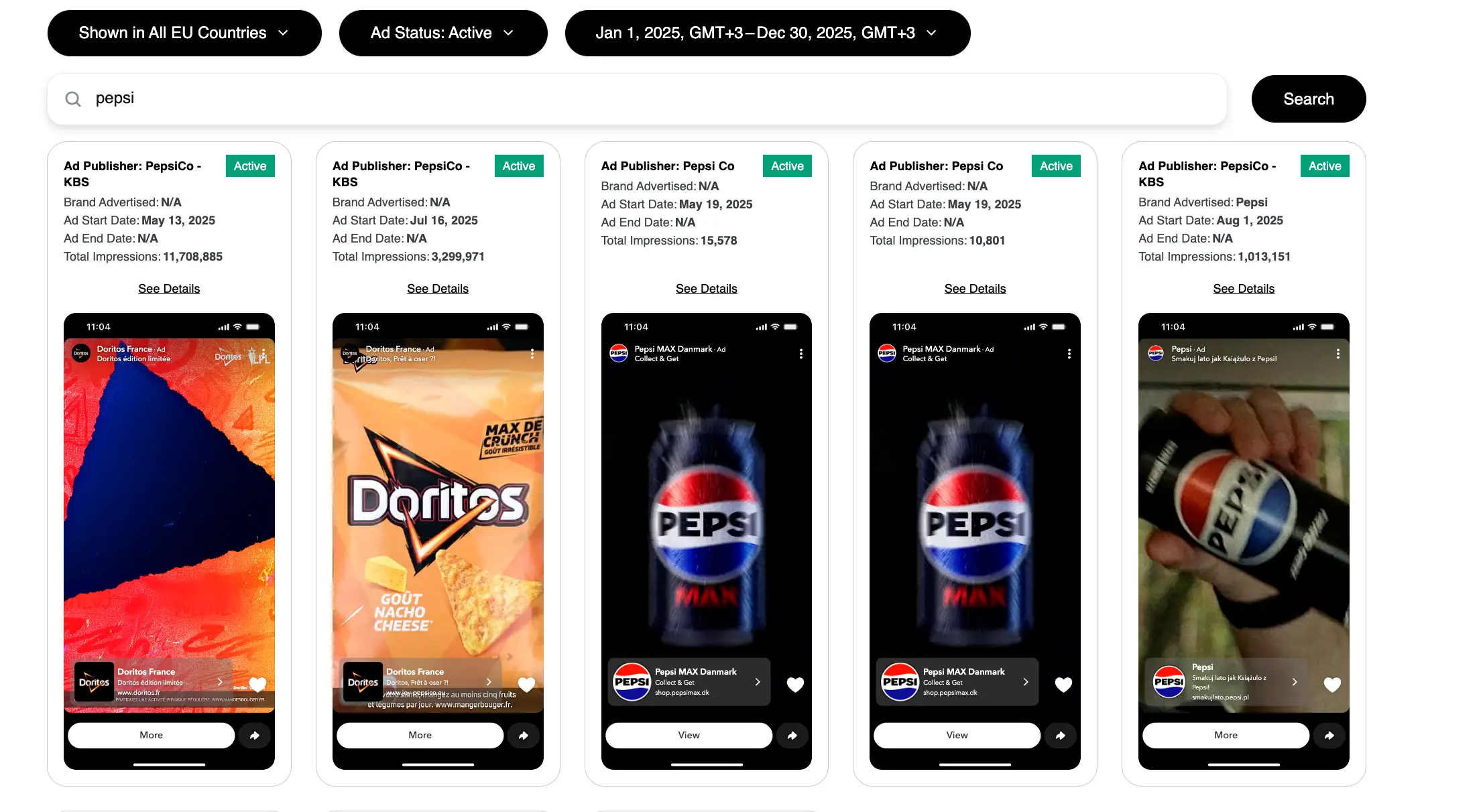 Библиотека рекламы Snapchat Ads: примеры рекламных креативов