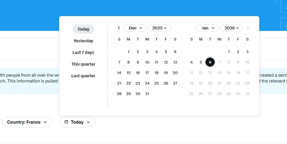 Advertising Library X Ads: Selecting a display date